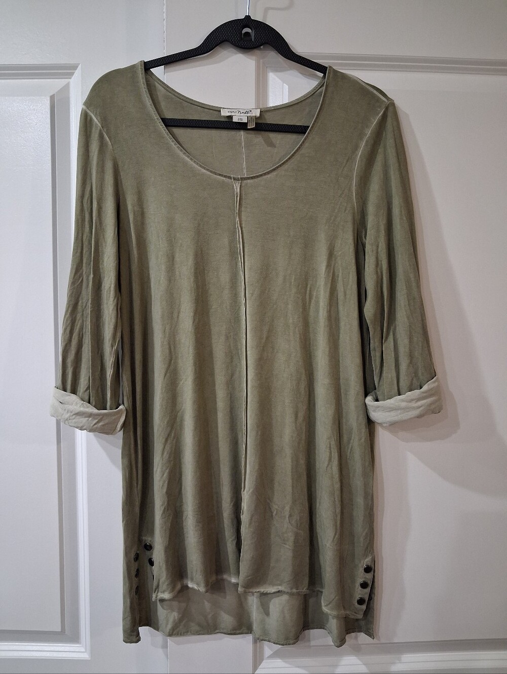 Simply Noelle Green Stone Wash Tunic Top